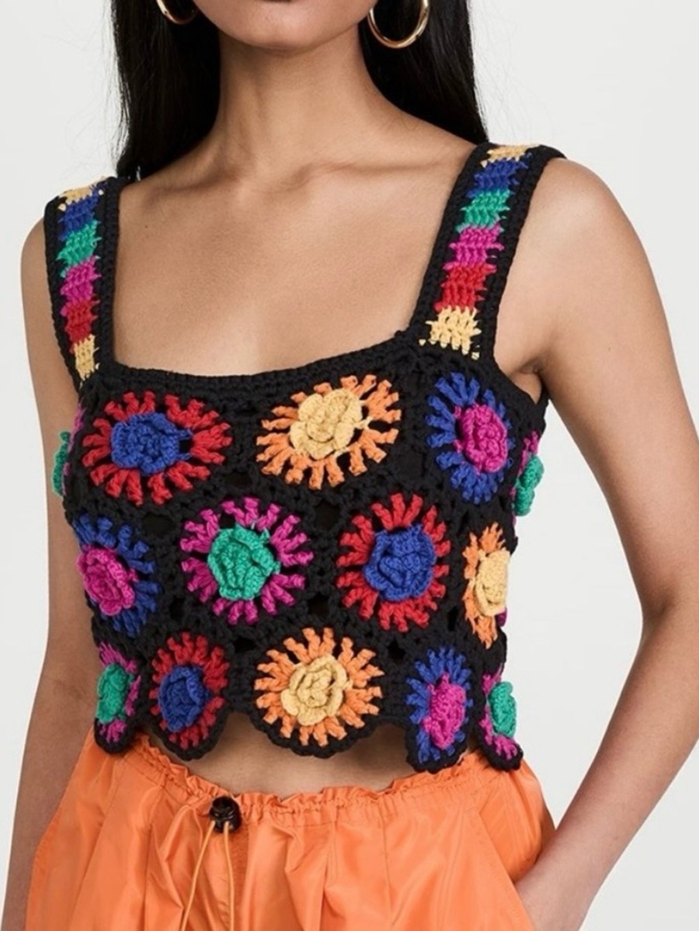 Farm Rio Colorful Crocheted Crop Top
